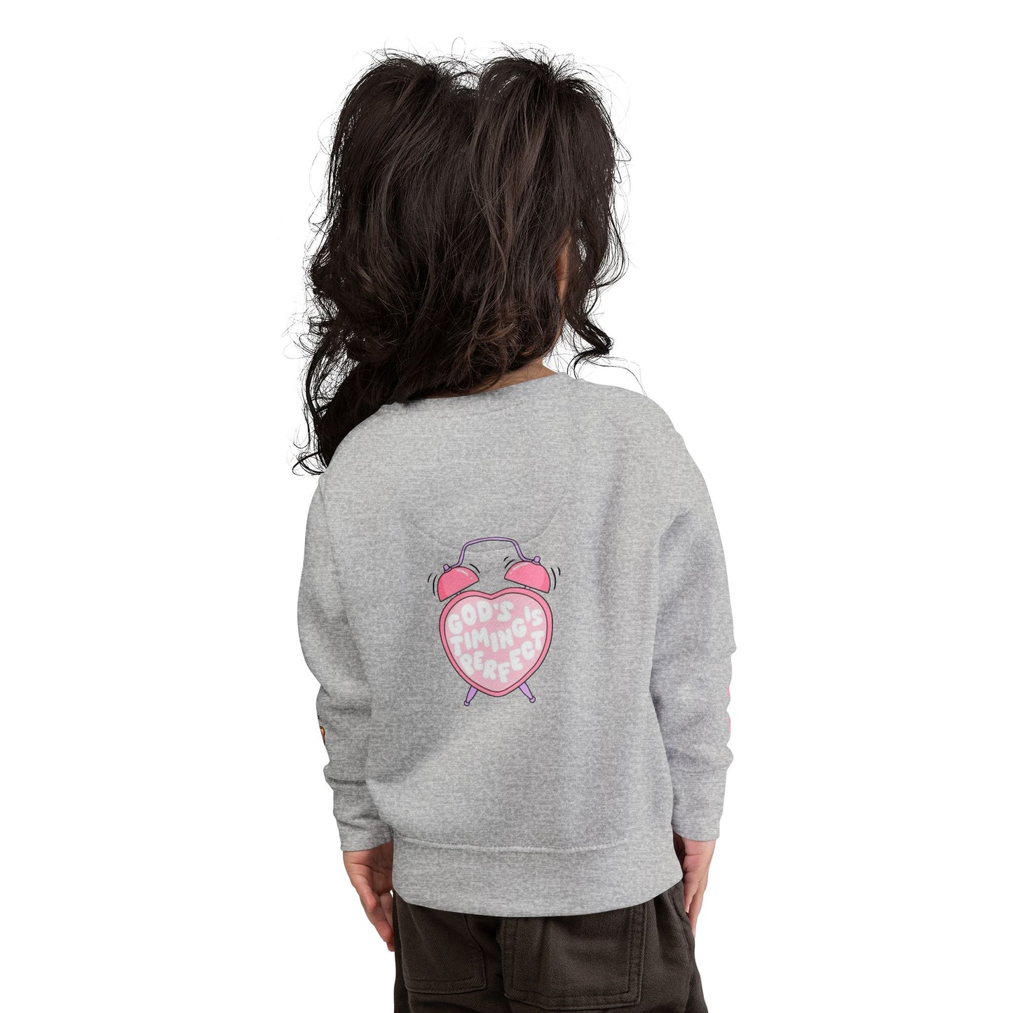 Toddler Sweatshirt — 'Made for a Purpose' Rainbow & 'God's Timing is Perfect' Pink Graphic