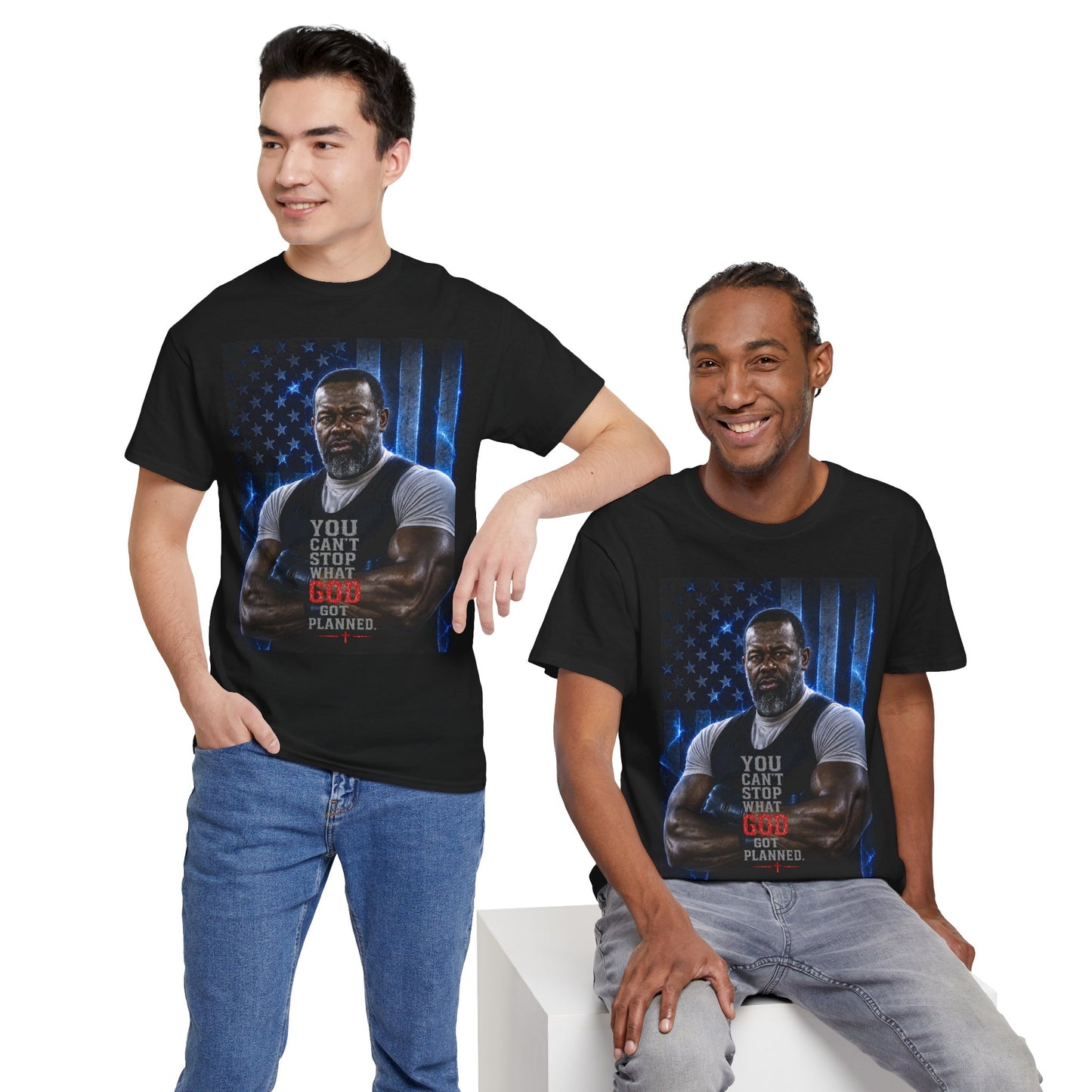 Patriotic Faith Tee — "You Can't Stop What God Has Planned"