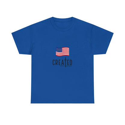 Created American Flag T‑Shirt — 'Created' Patriotic Graphic Tee