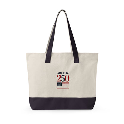 American Flag Canvas Tote Bag — "Stand For The Flag" Patriotic Zippered Tote