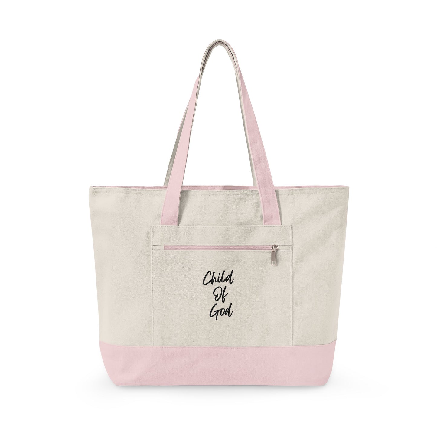 Canvas Tote Bag — "Child of God" & Watercolor Flag Zippered Tote