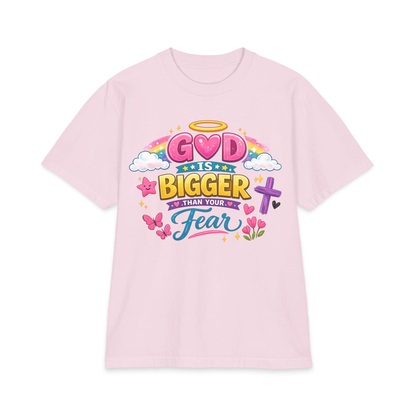 Faith Graphic T-Shirt — "God Is Bigger Than Your Fear" Inspirational Christian Tee