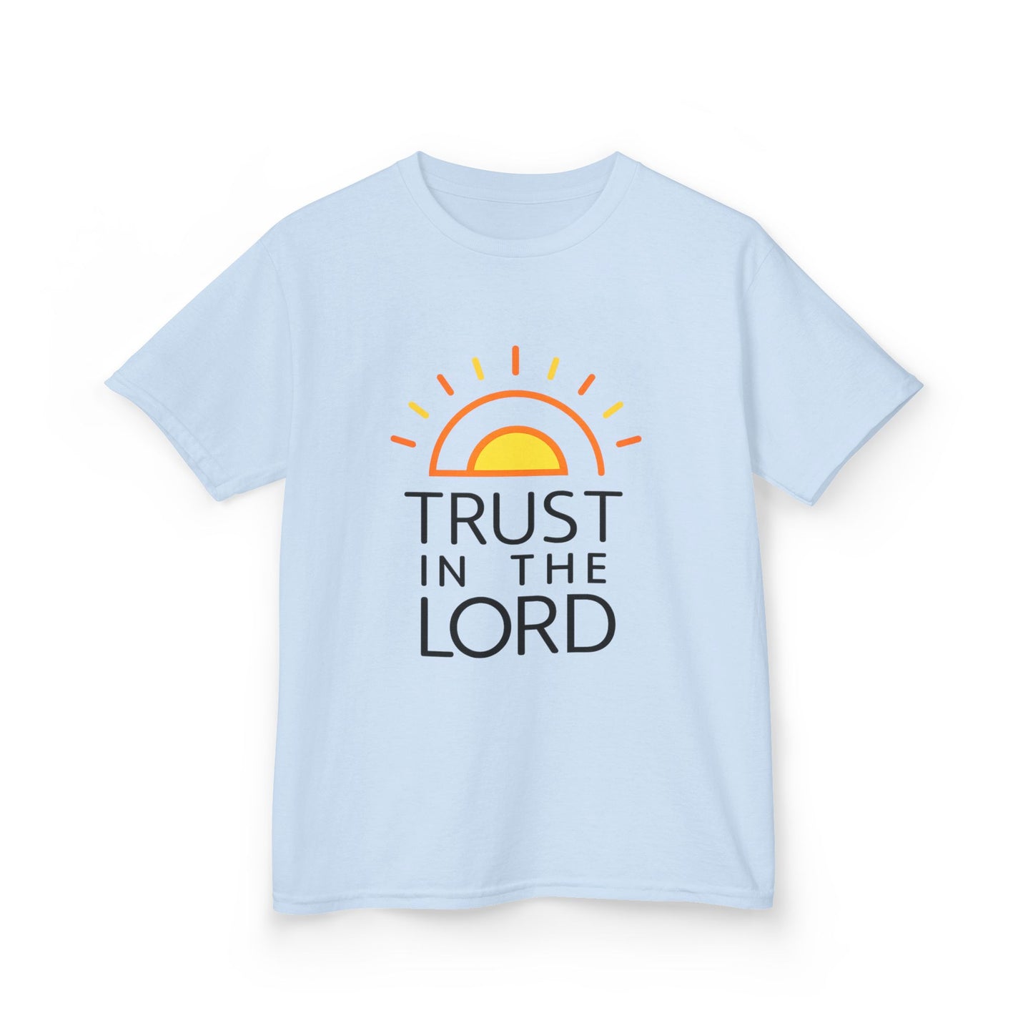 UNISEX Kids T-Shirt — "Trust in the Lord" Sun Graphic Christian Tee