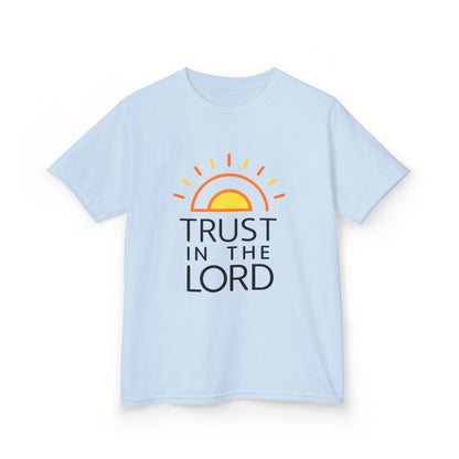 UNISEX Kids T-Shirt — "Trust in the Lord" Sun Graphic Christian Tee