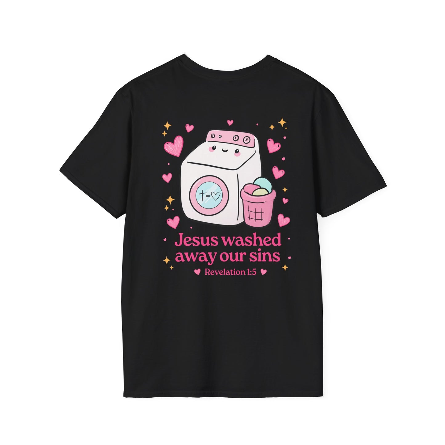 Christian T-Shirt – “Jesus Washed Away Our Sins” Cute Washing Machine Design