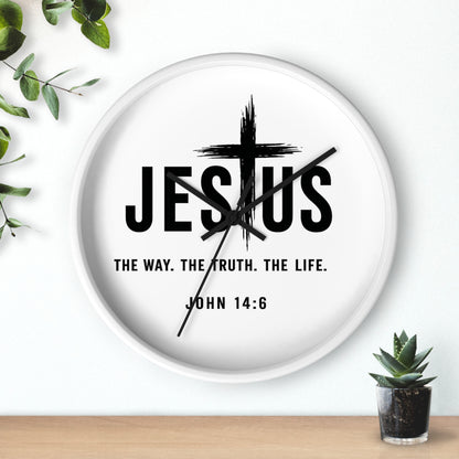 Jesus Wall Clock — "The Way. The Truth. The Life." John 14:6 Christian Decorative Clock