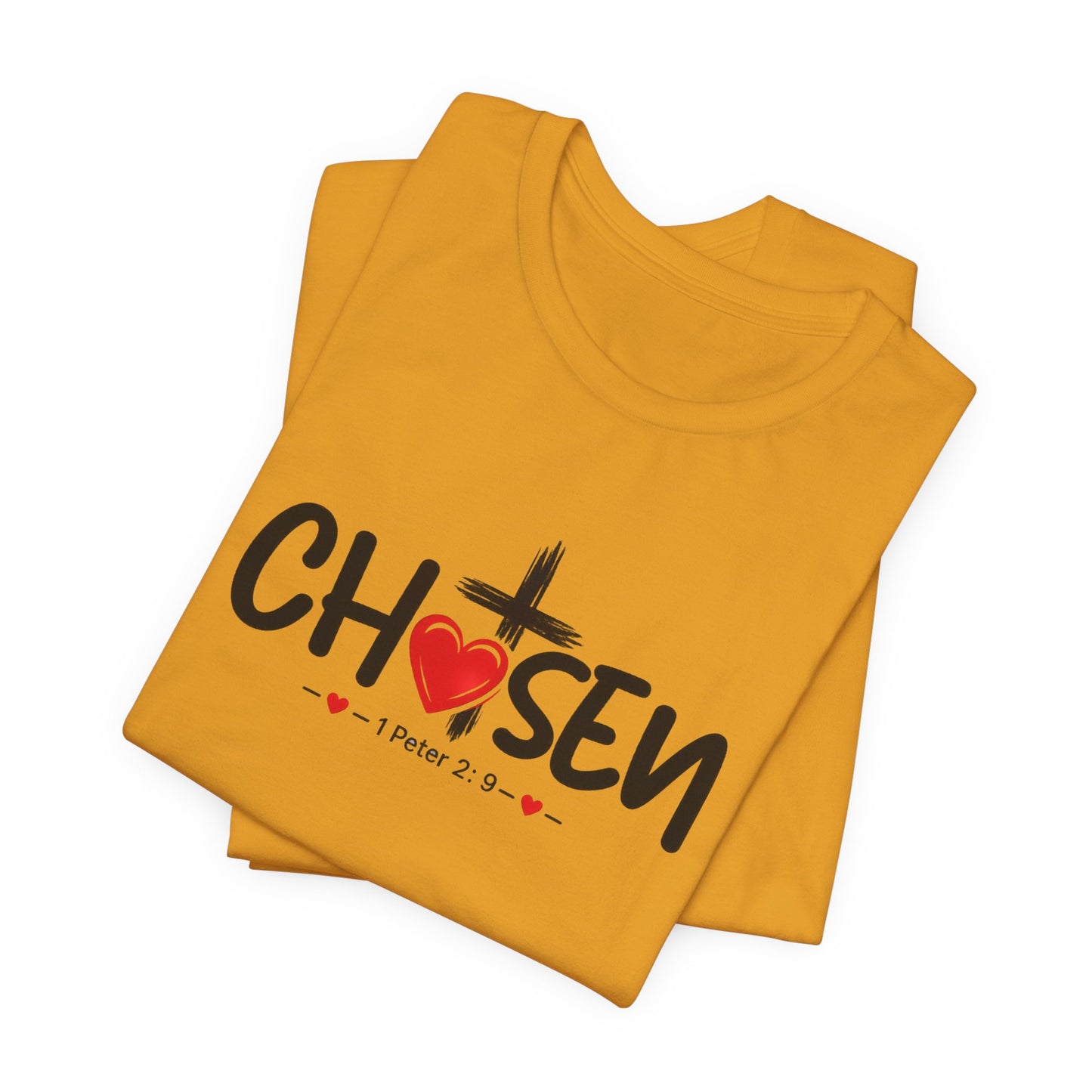 Chosen Cross Heart T-Shirt — Christian Faith Tee (1 Peter 2)