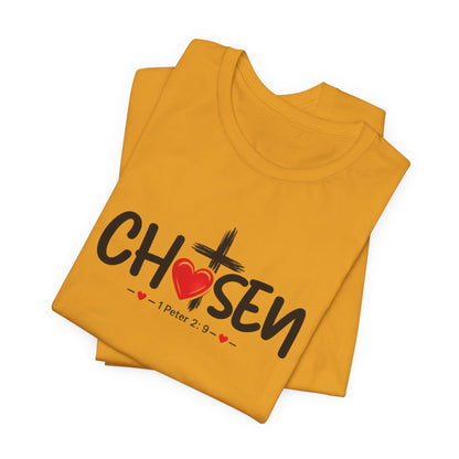 Chosen Cross Heart T-Shirt — Christian Faith Tee (1 Peter 2)