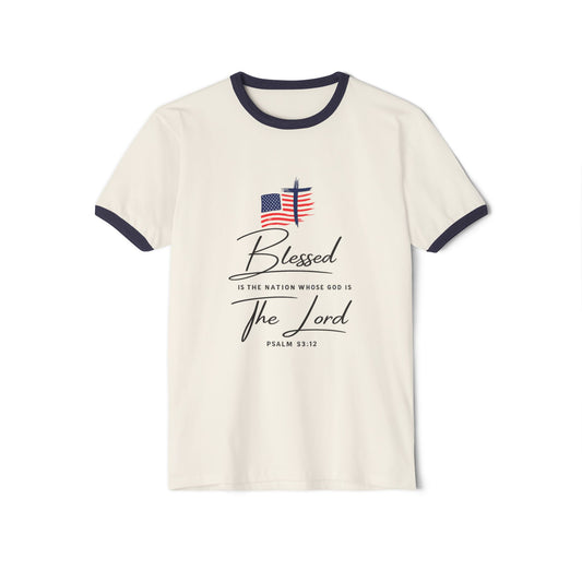 America 250 Blessed Unisex Cotton Ringer T-Shirt