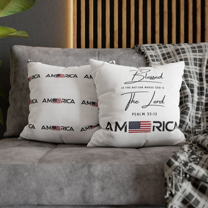 Blessed Is The Nation Pillow — America Psalm 33:12 Patriotic Decorative Pillowcase