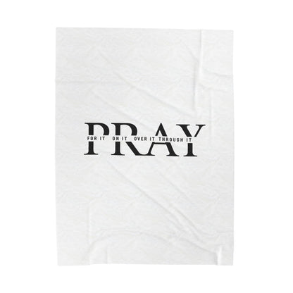 Pray Velveteen Plush Blanket — "PRAY" Faith Quote Throw for Comfort & Devotion
