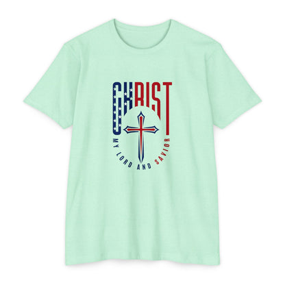 UNISEX Christ Cross T‑Shirt — My Lord and Savior Patriotic Christian Tee