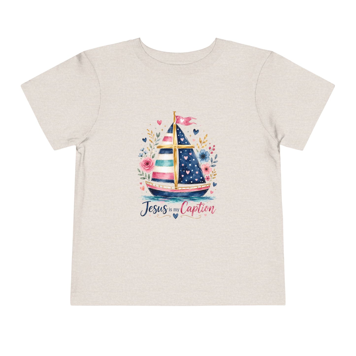 Toddler Tee - 'Jesus is my Captain' Nautical Sailboat Christian Shirt