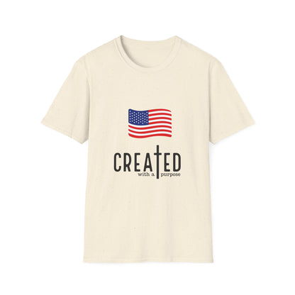 USA Flag T-Shirt — "Created with a Purpose" Patriotic American Tee