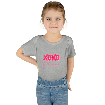 Baby Bodysuit "XOXO God's Favorite" — Cute Pink Valentine Infant Onesie