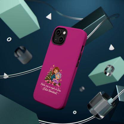 Magenta Christmas Grandma Phone Case — "Abuela, eres un regalo de Dios. ¡Feliz Navidad!" Magnetic Impact-Resistant