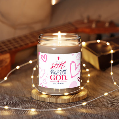 Inspirational Psalm 46:10 Scented Soy Candle — 'Be Still and Know That I Am God' (9oz)