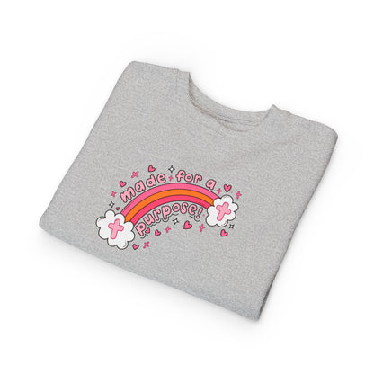 Toddler Sweatshirt — 'Made for a Purpose' Rainbow & 'God's Timing is Perfect' Pink Graphic