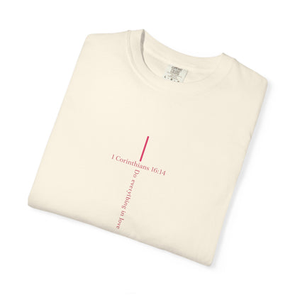 Minimalist Cross Tee — Subtle Vertical 'I Crossed Your Line' Graphic