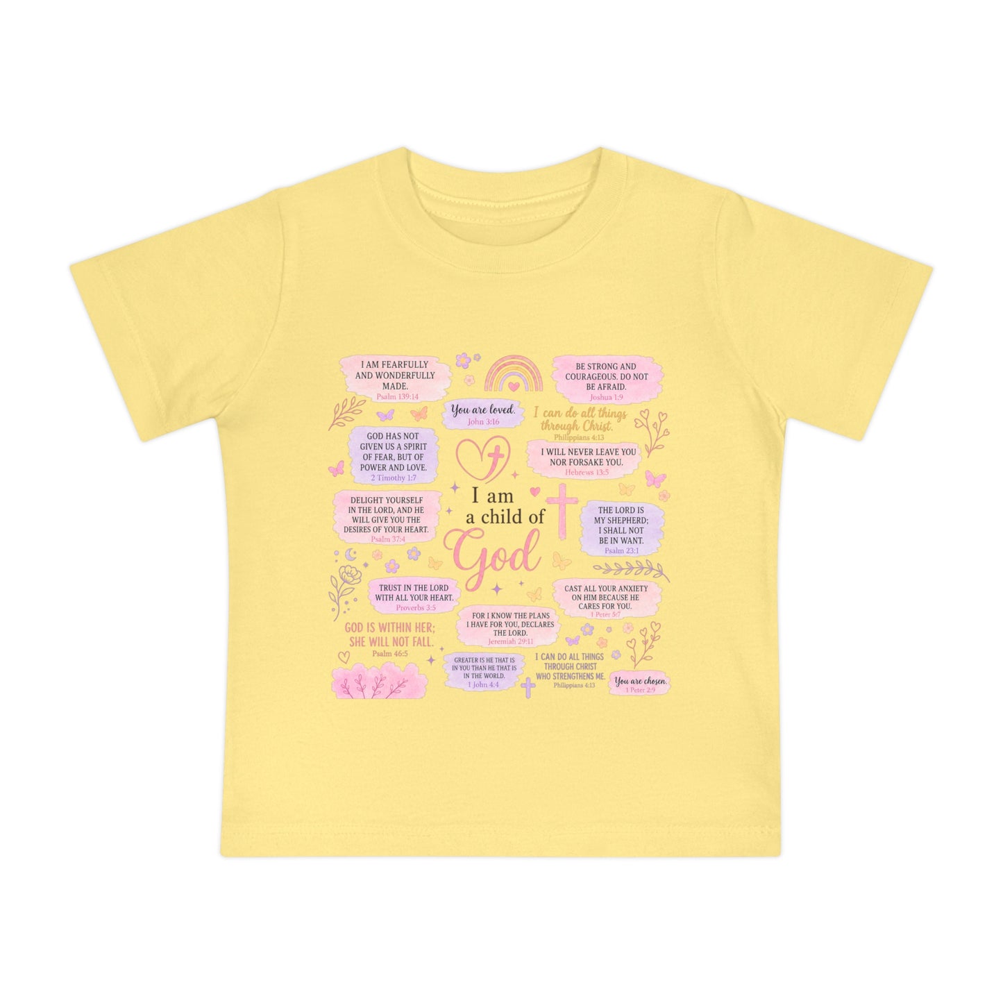Baby T-Shirt — 'I Am a Child of God' Christian Infant Tee (Romans 8:31, Patriotic Bow Back)
