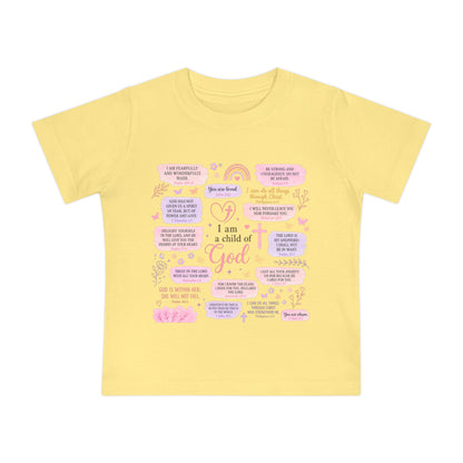 Baby T-Shirt — 'I Am a Child of God' Christian Infant Tee (Romans 8:31, Patriotic Bow Back)