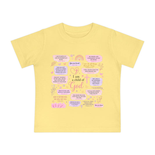 Baby T-Shirt — 'I Am a Child of God' Christian Infant Tee (Romans 8:31, Patriotic Bow Back)