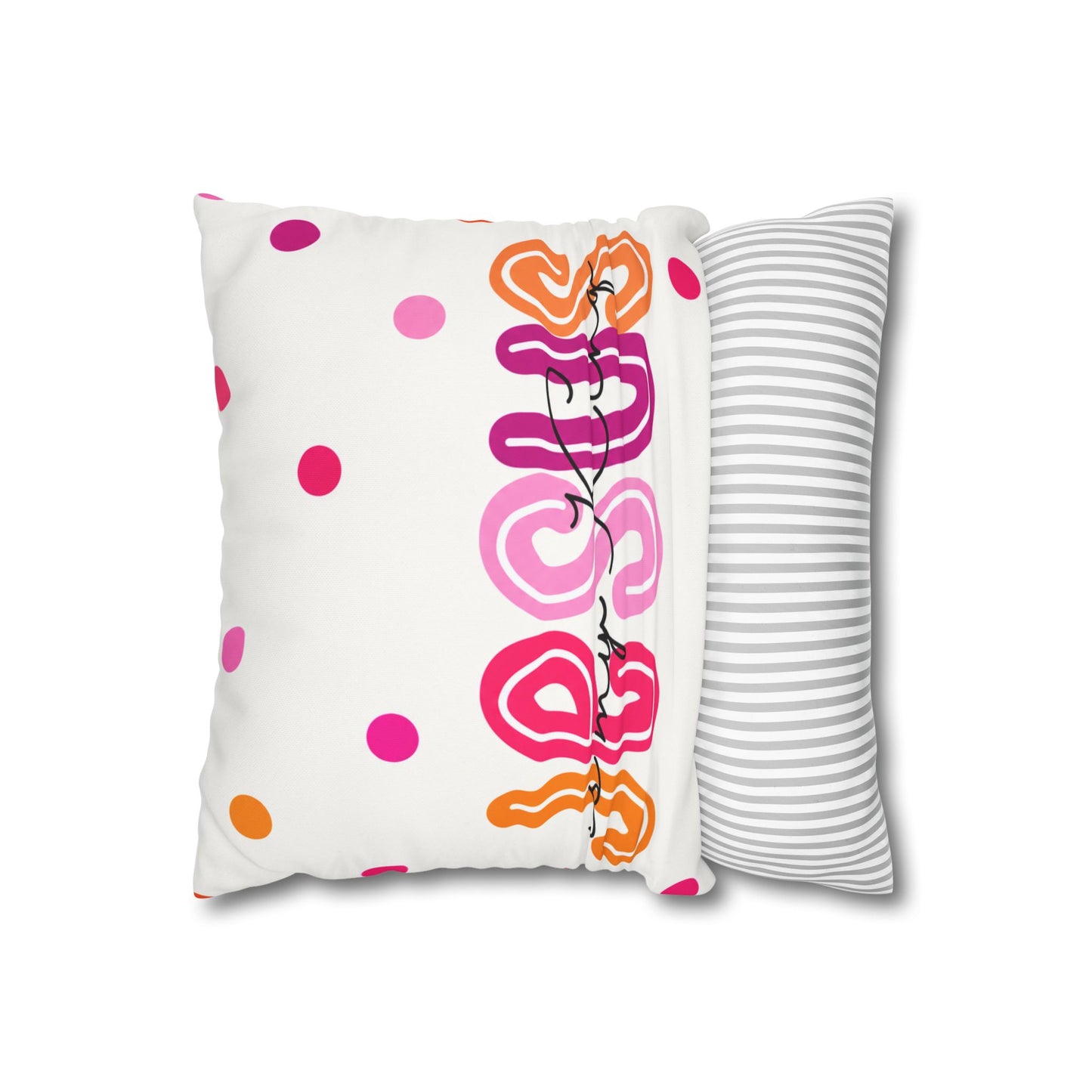 Square Pillow - "Jesus is My King" Colorful Polka Dot Canvas Throw Pillow