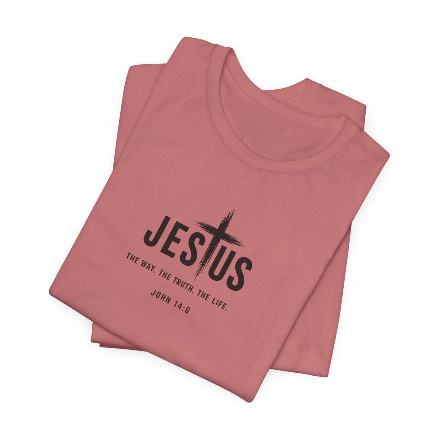 Faith Over Everything Christian Tee — "Jesus" Cross Design, John 14:6 Inspirational Shirt