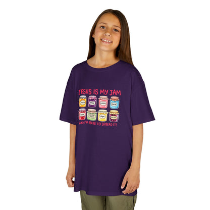 Kids T‑Shirt — "Jesus Is My Jam" Cute Jam Jar Graphic Christian Tee