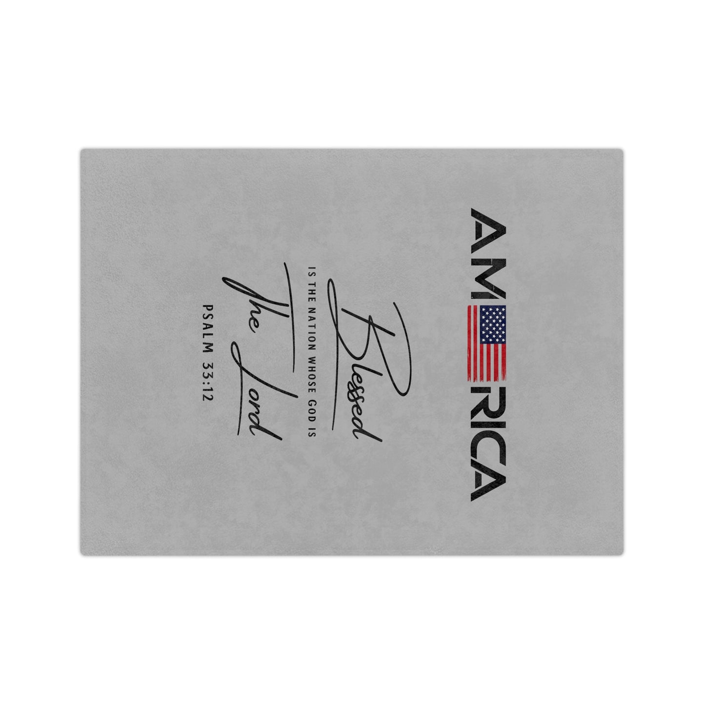 America Blessed Blanket - Velveteen Microfiber Throw with Psalm 33:12 Patriotic Faith Design