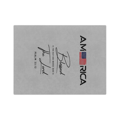America Blessed Blanket - Velveteen Microfiber Throw with Psalm 33:12 Patriotic Faith Design