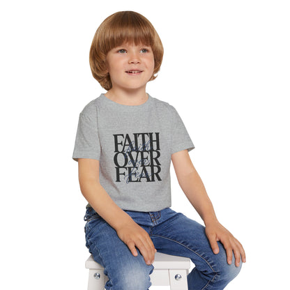 Toddler T‑Shirt — "Faith Over Fear" Scripture Graphic, Christian Kids Tee