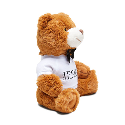 Plush Teddy Bear with 'JESUS' T‑Shirt — Religious Keepsake Gift