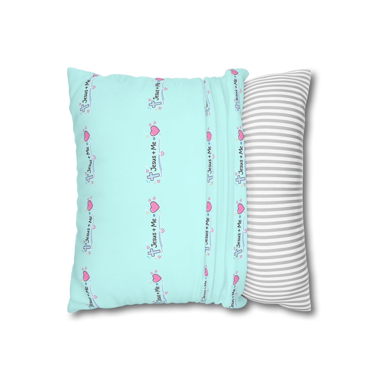 Christian Teddy Bear Pillow – "Spend Quality Time with Jesus Today" Square Throw Pillowcase