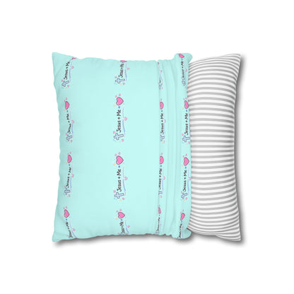 Christian Teddy Bear Pillow – "Spend Quality Time with Jesus Today" Square Throw Pillowcase