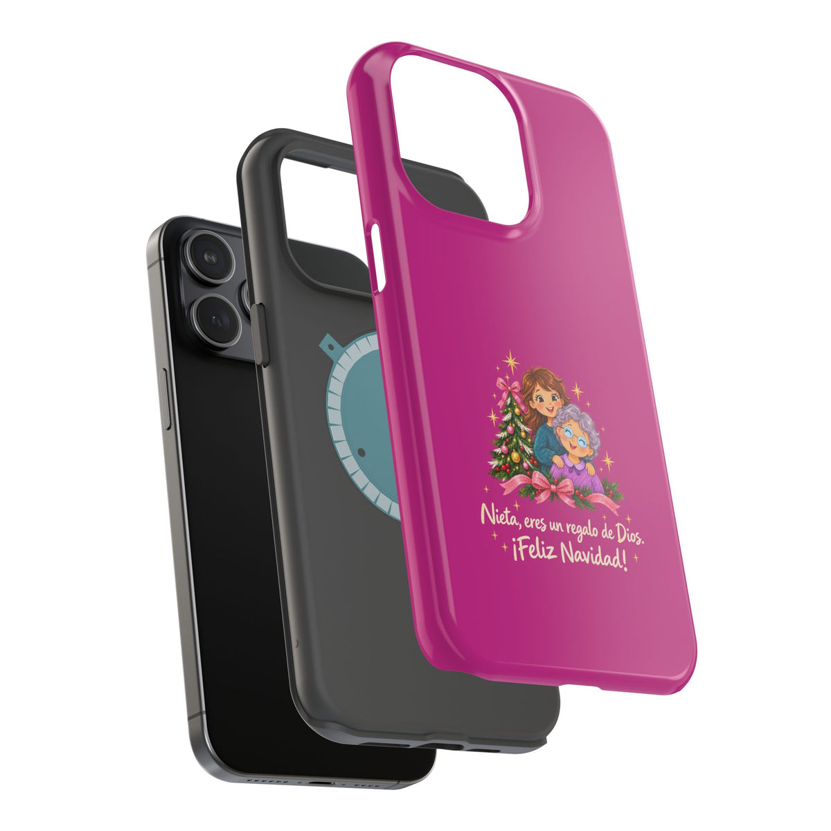 Magenta Christmas Grandma Phone Case — "Abuela, eres un regalo de Dios. ¡Feliz Navidad!" Magnetic Impact-Resistant