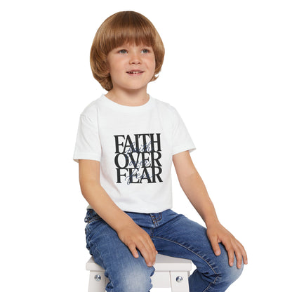 Toddler T‑Shirt — "Faith Over Fear" Scripture Graphic, Christian Kids Tee