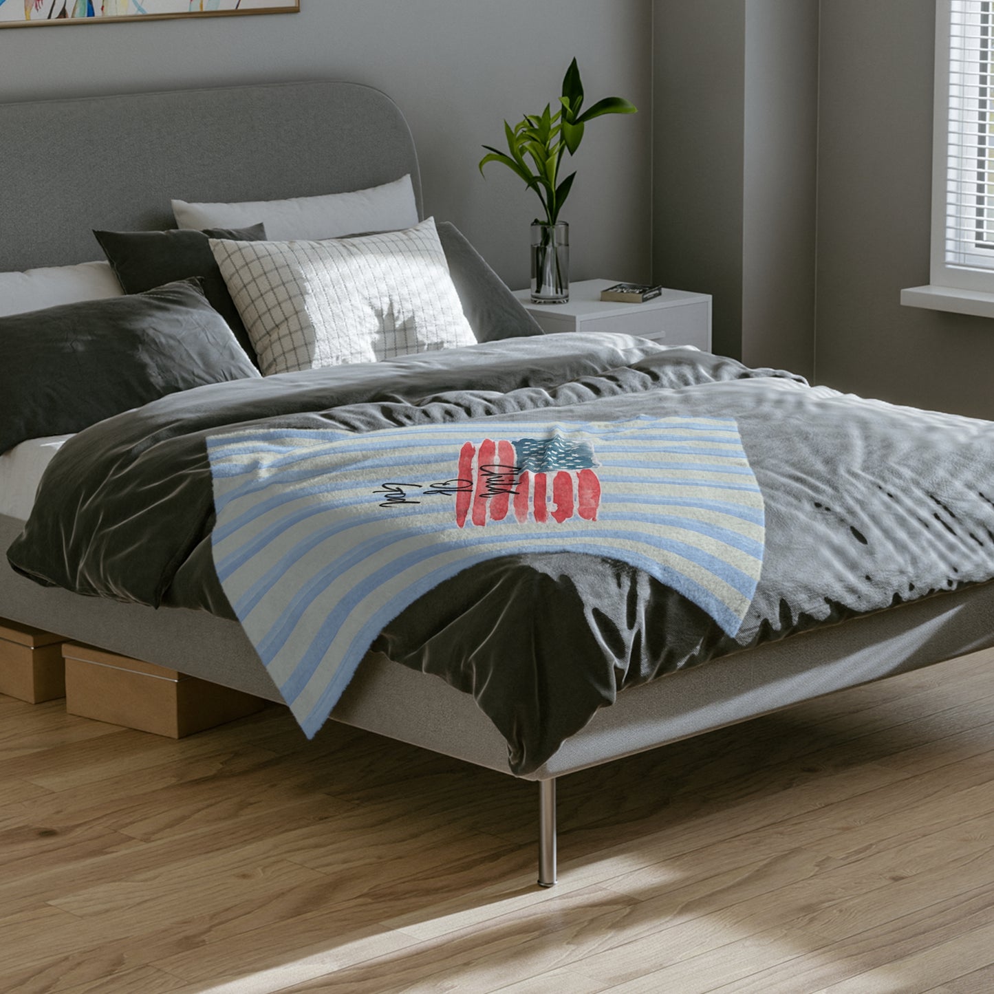 Child of God American Flag Velveteen Microfiber Blanket