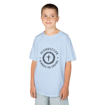 UNISEX KIDS Tee — 'Resurrection: He Wrote the Ending' Cross Graphic