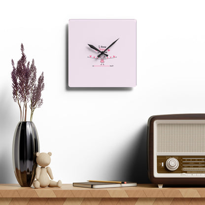 Acrylic Wall Clock - Cute Pink 'I Know Jesus Loves Me' Kids Nursery Clock