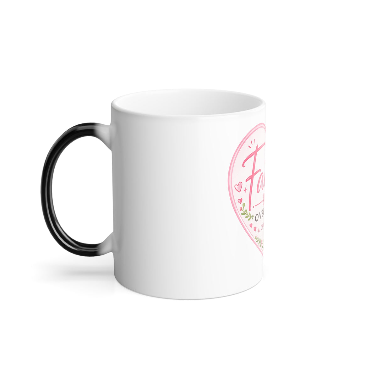 Faith Over Fear Color-Changing Mug — "Faith a Child of God" Heart Design, 11oz