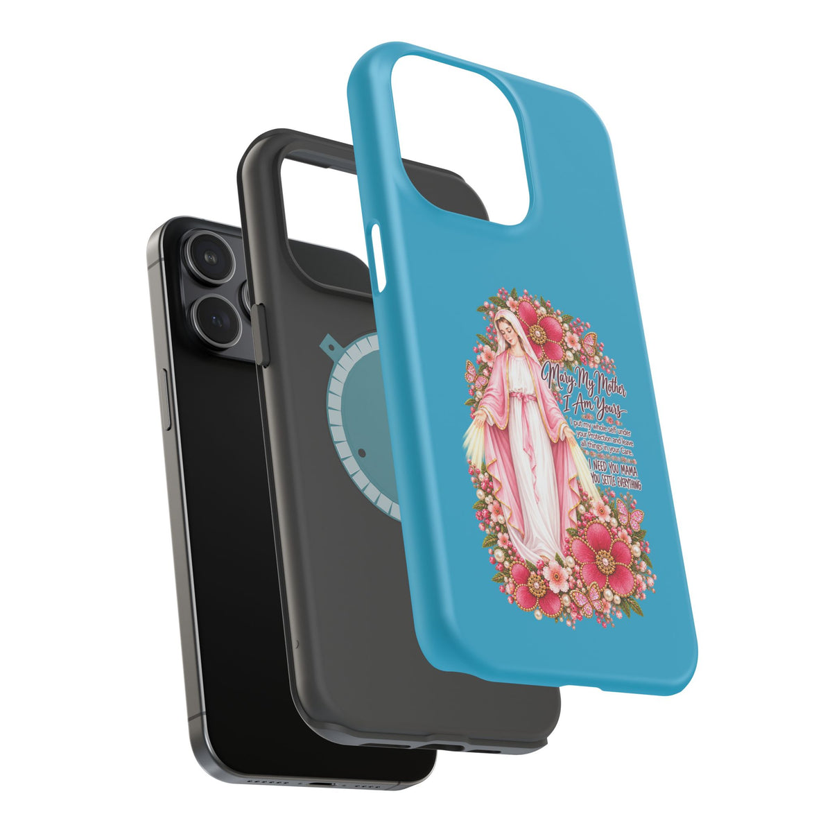 Religious Floral Phone Case — 'Blessed Virgin' Magnetic Impact-Resistant Case