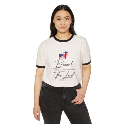 America 250 Blessed Unisex Cotton Ringer T-Shirt