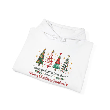 Grandma Christmas Hoodie – “Every good gift is from above… Merry Christmas Grandma” Holiday Sweatshirt