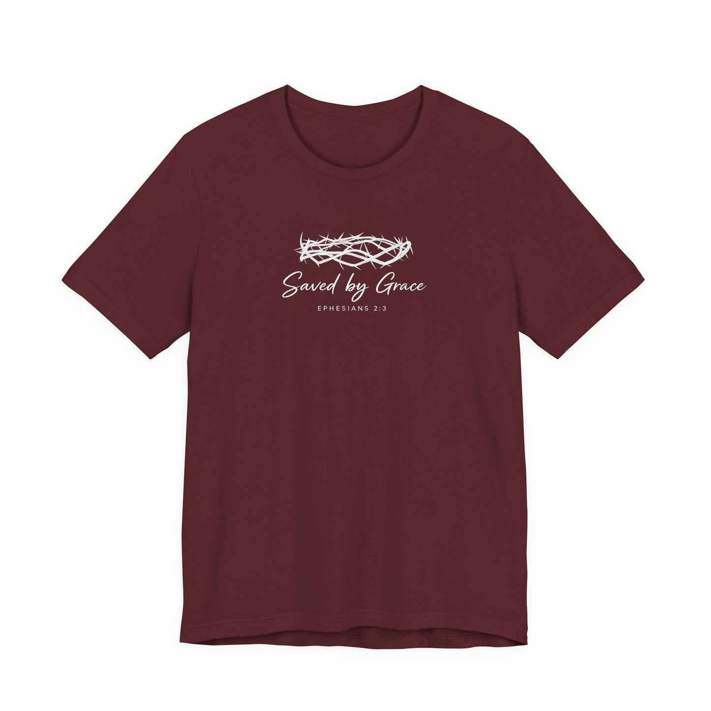 Faith Over Fear T-Shirt — "Saved by Grace" Christian Tee (Heart & Crown)