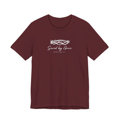 Faith Over Fear T-Shirt — "Saved by Grace" Christian Tee (Heart & Crown)