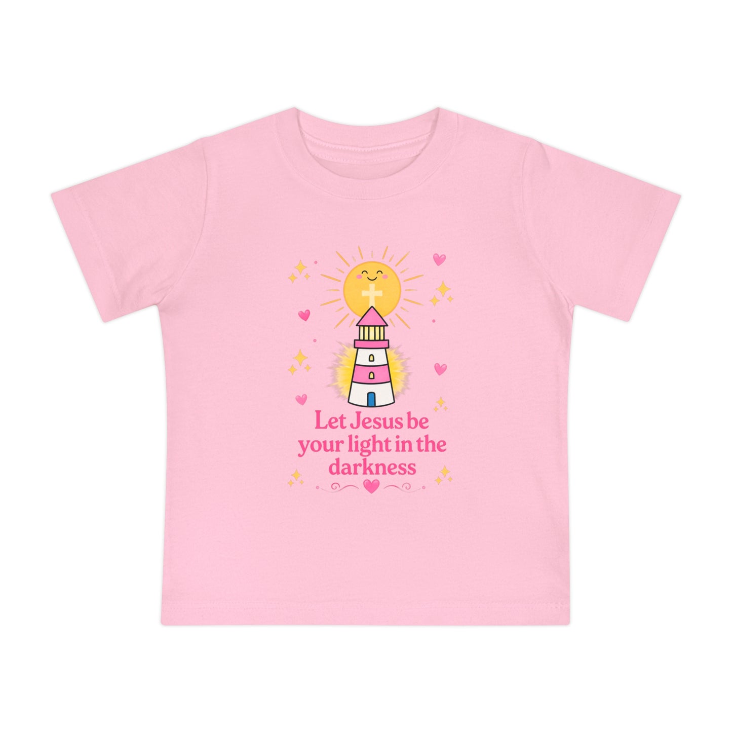 Baby T-Shirt - "Let Jesus Be Your Light in the Darkness" Cute Lighthouse Christian Tee for Infants