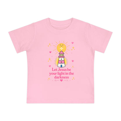 Baby T-Shirt - "Let Jesus Be Your Light in the Darkness" Cute Lighthouse Christian Tee for Infants
