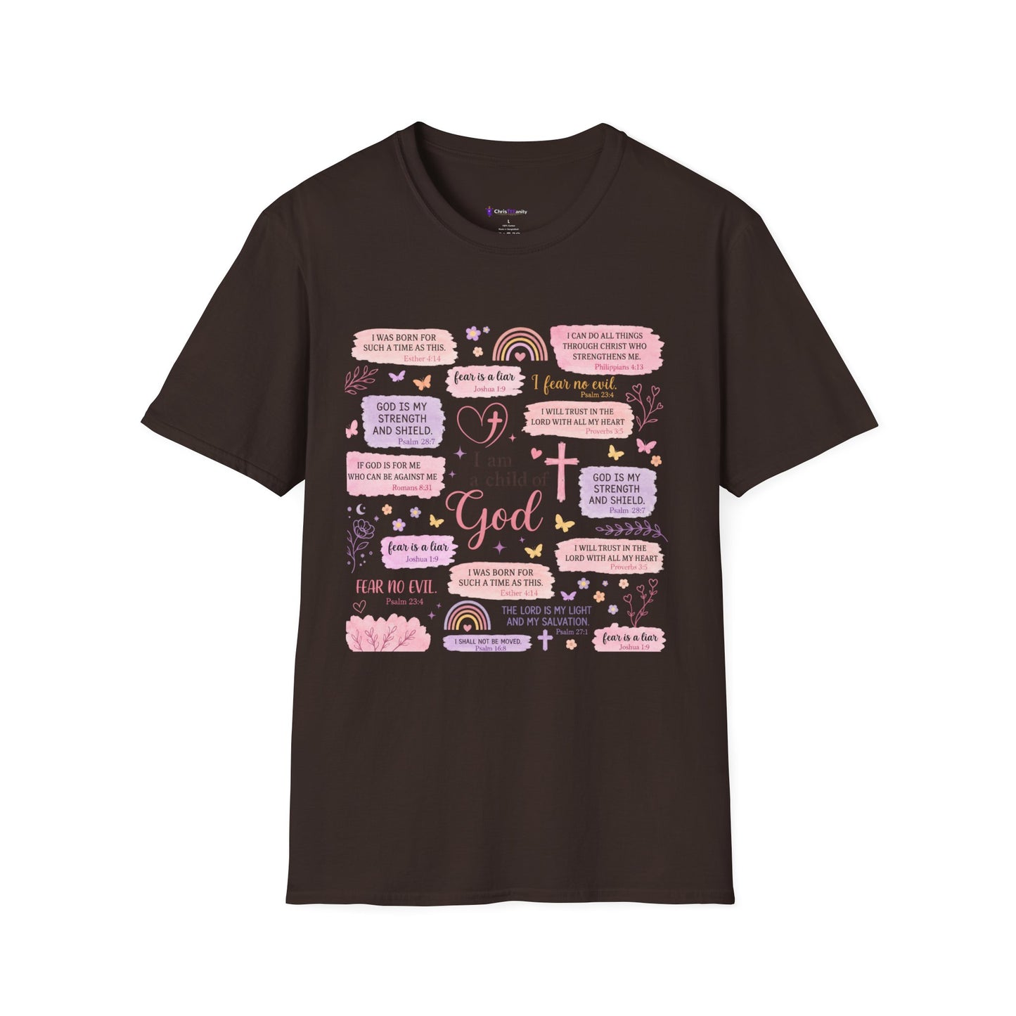 Christian Inspirational T-Shirt — “I am a child of God” Pink Scripture Tee