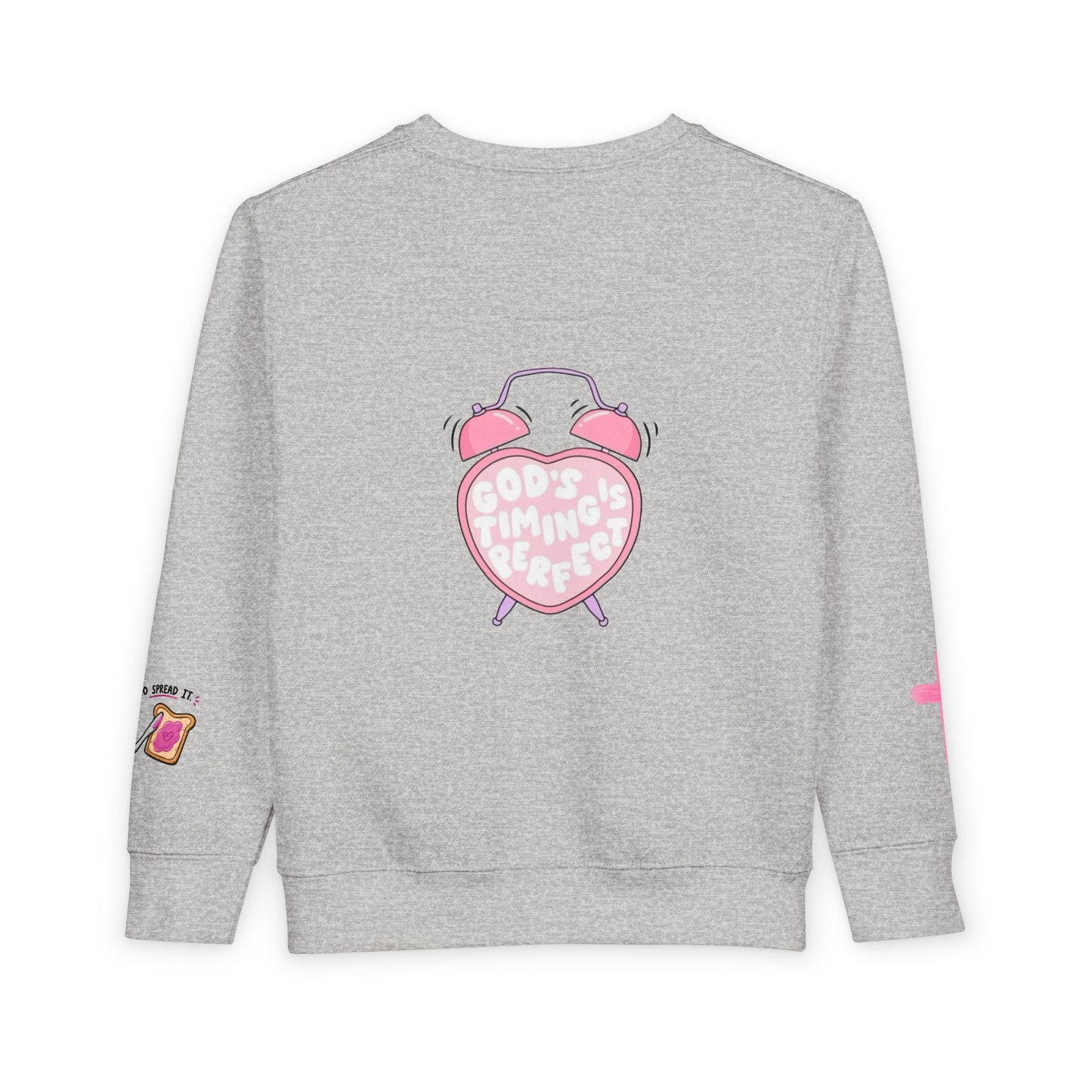 Toddler Sweatshirt — 'Made for a Purpose' Rainbow & 'God's Timing is Perfect' Pink Graphic